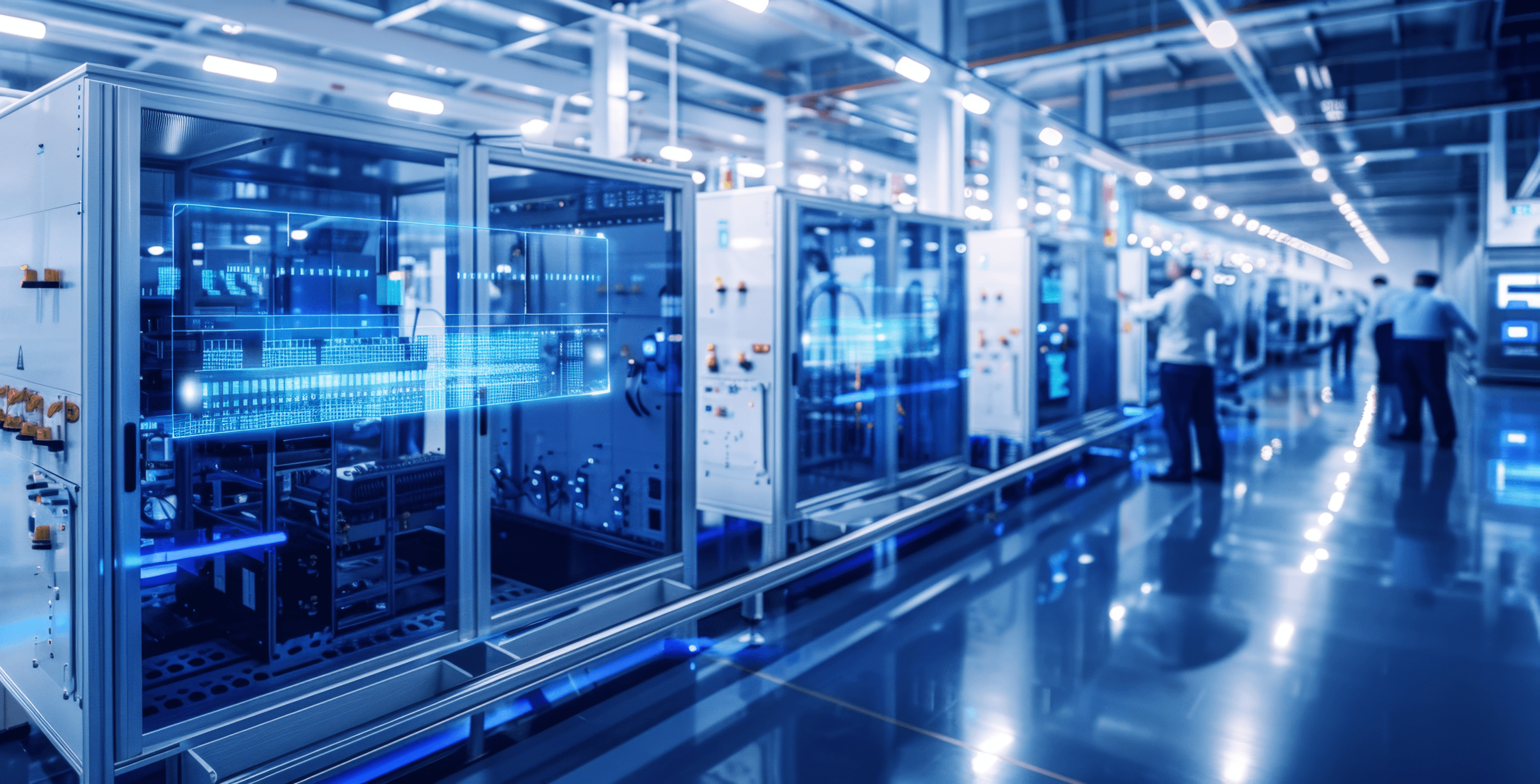 Clean corridor of semiconductor manufacturing equipment in a modern fab facility