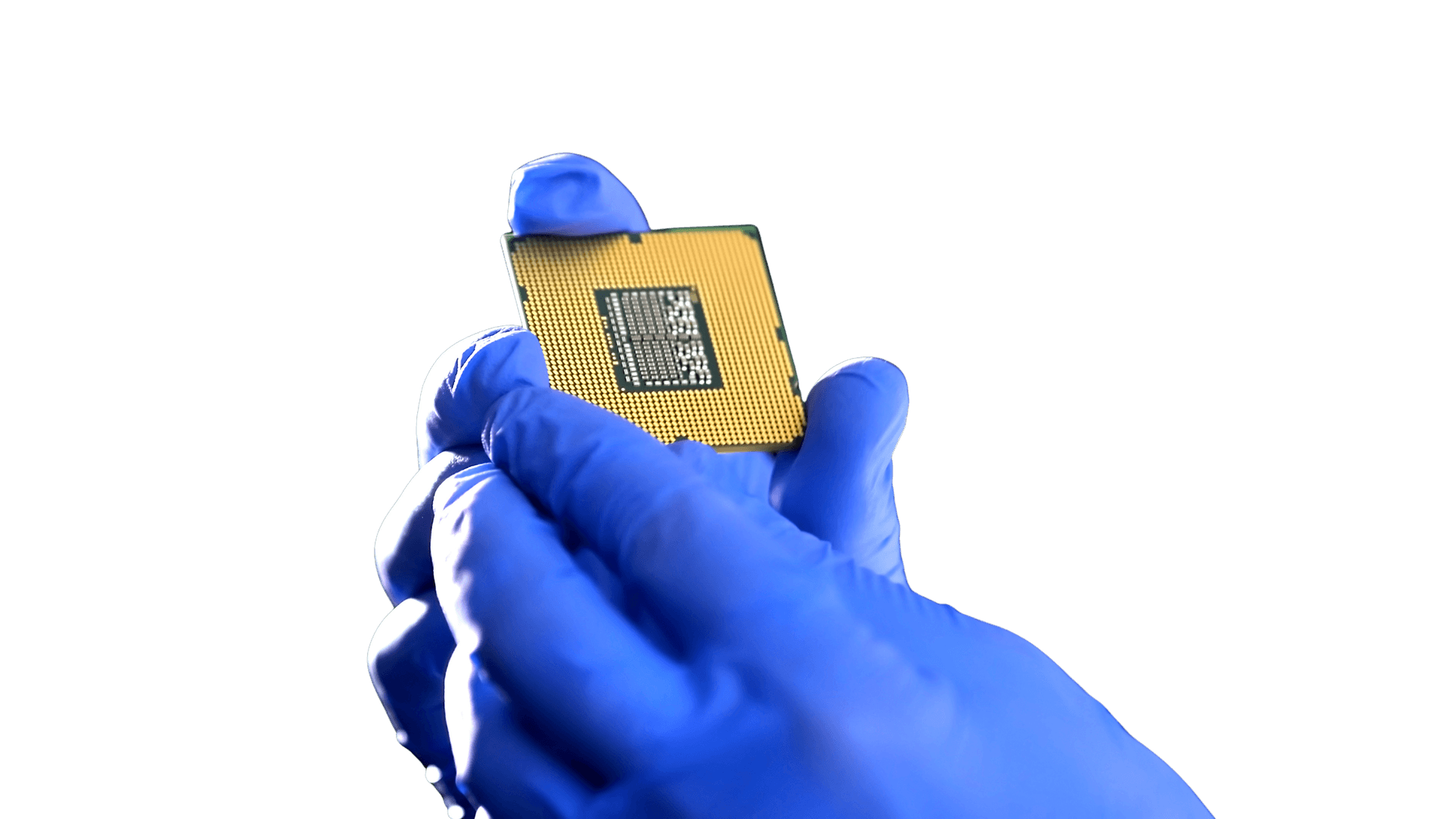Hand holding semiconductor chip